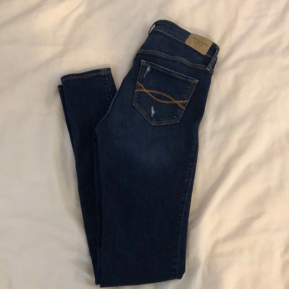 A&F High Waist Dark Rinse Skinny Jeans